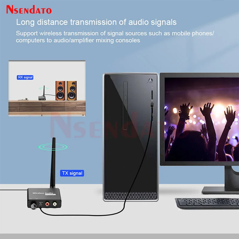50 متر لاسلكي جهاز ريسيفر استقبال وإرسال الصوت محول 2.4G محول لاسلكي رقمي مع 3.5 مللي متر R/L AUX ل صندوق التلفزيون DVD الكمبيوتر المحمول المتكلم