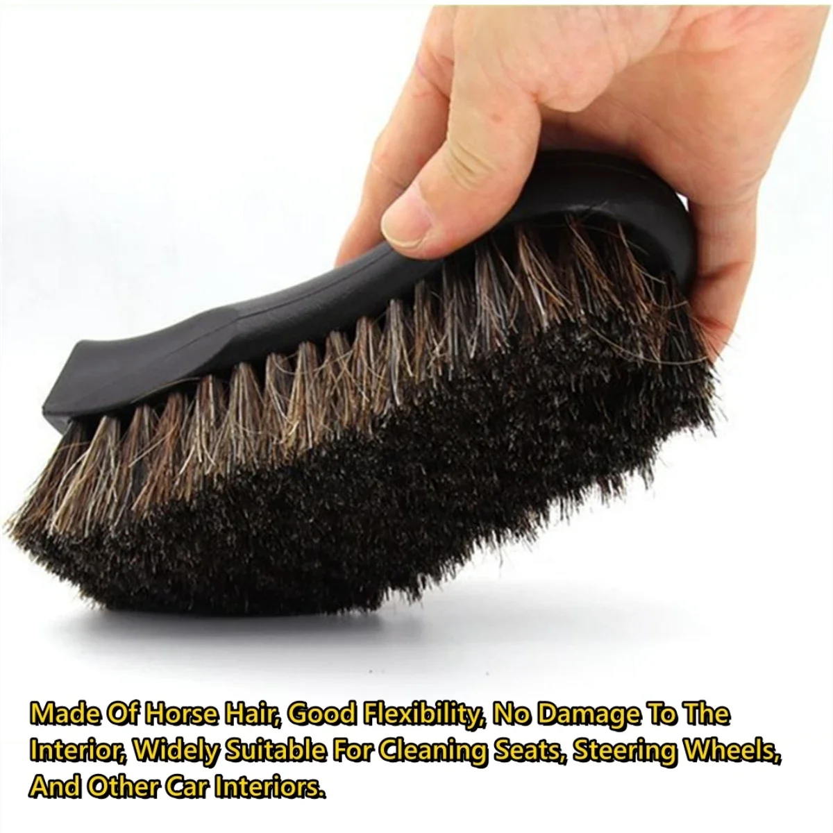 Genuine Horsehair Leather Cleaning Brush for Car Interior Detailing - Efficient Car Cleaning And Washing Tool