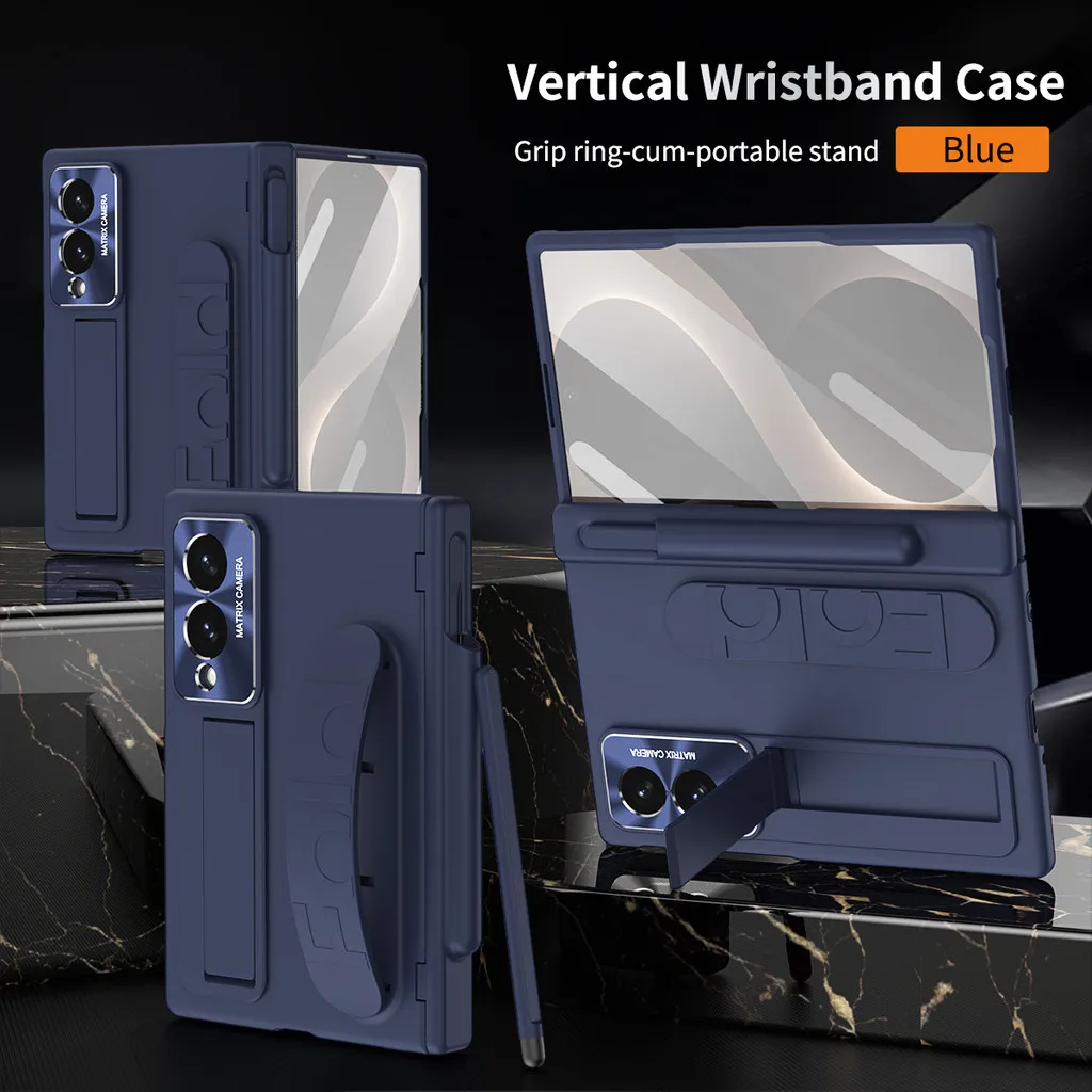 Case For Samsung Galaxy Z Fold 8 Wide TriFold Fold 7 6 Slim 5 4 3 5G Wristband Wrist Strap Stand Protecion Cover With Pen Slot