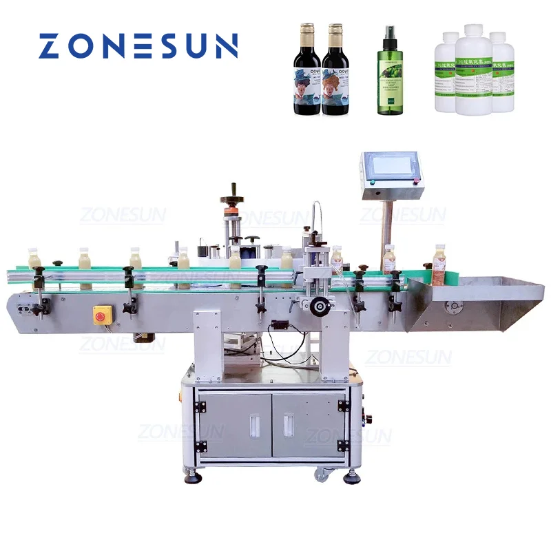 ZONESUN XL-T822 Automatic Round Surface Labeling Machine Label Applicator Paint Can Bottle Vertical Rolling