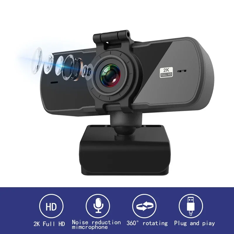 Webcam 1080P Full HD 2K Web Camera Auto Focus With Microphone Web Cam For PC Computer Mac Laptop Skype YouTube USB Camera Web