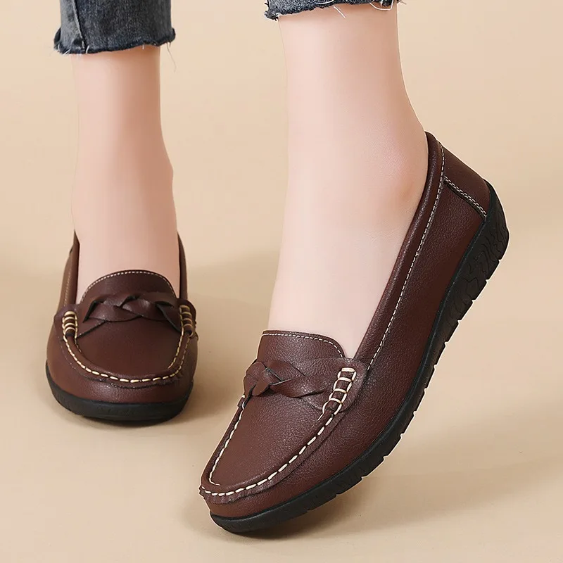 Women Loafers Luxury Cowhide Casual Shoes Slip on Oxford Shoes Nurse Shoes for Women Moccasins Soft Leather Flats Zapatos Mujer