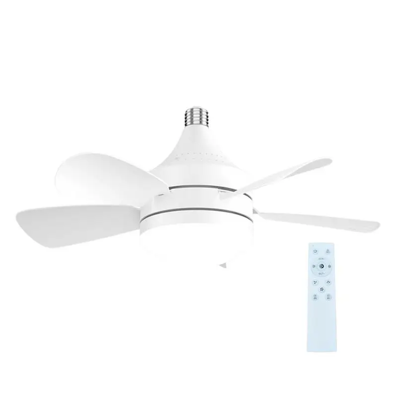 

Mini Ceiling Fan With Light Remote Control Bulb Mini Socket Led Light Fan 3 Speed Settings Small LED Ceiling Fan Bulb For Garage