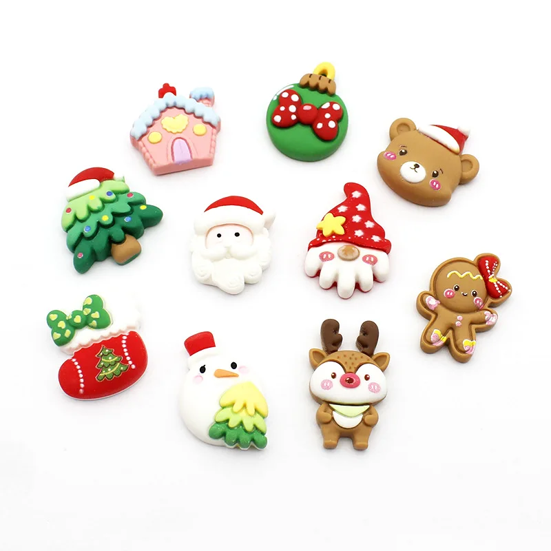 10PCS DIY Shank Resin Buttons For Baby Kids Clothes Christmas Tree Bear Santa Sock Decorative Cartoon DIY Sewing Accessories