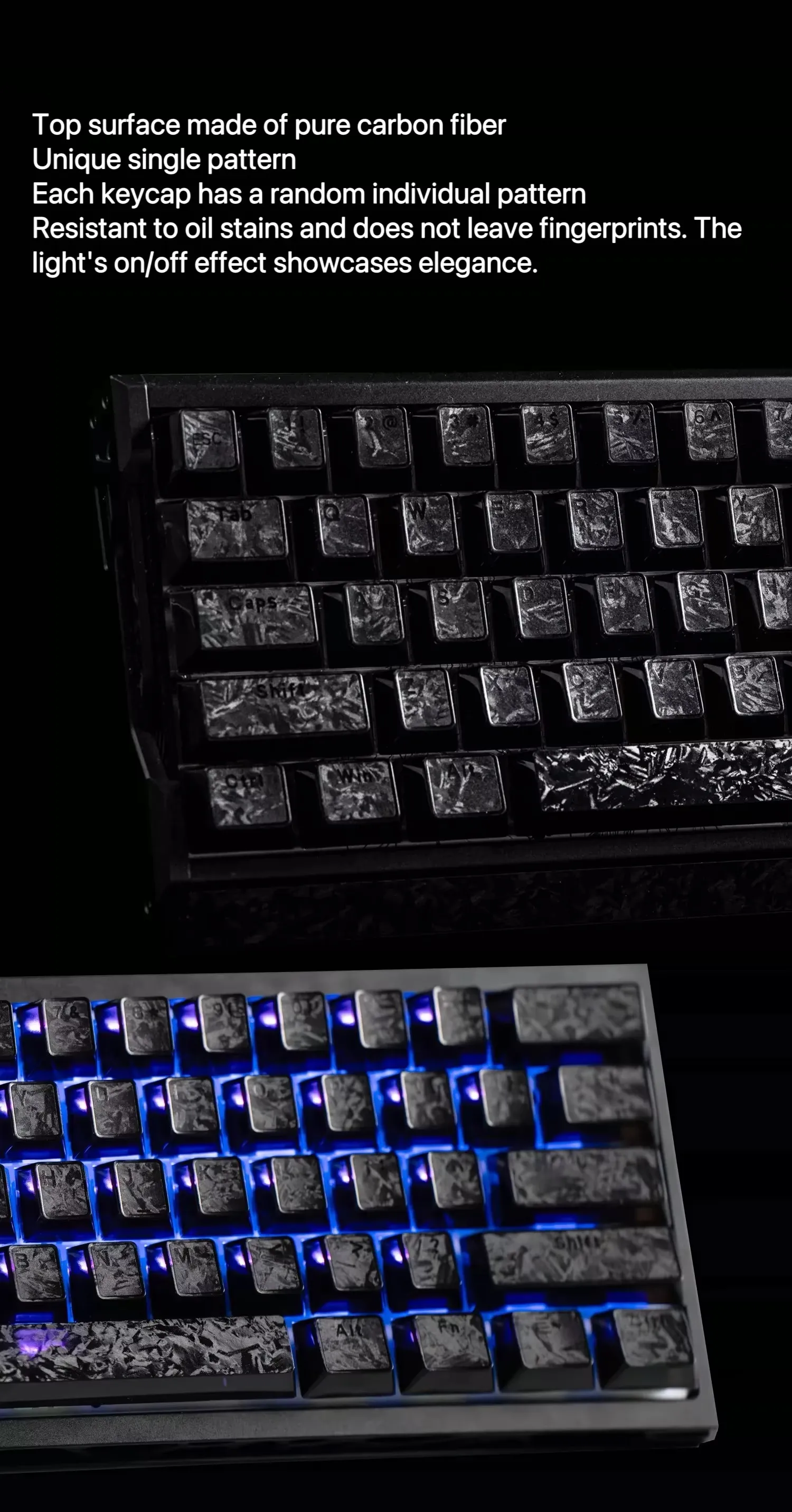 True carbon fiber keycaps, mechanical Keyboard accessories, High-end and fashionable, superior quality.