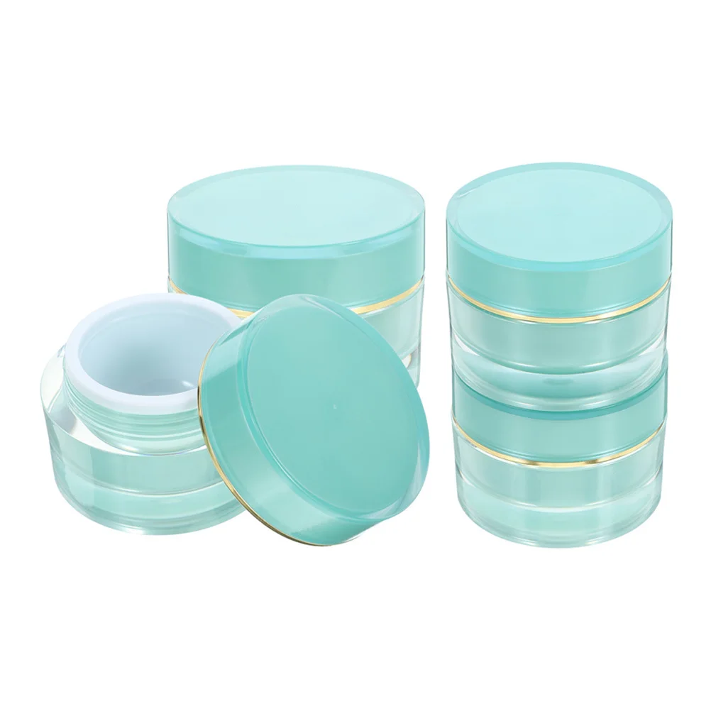 4Pcs Acrylic Cream Jars Leakproof Small Travel Refillable Containers Compact Storage Bottles Wide Mouth Jar