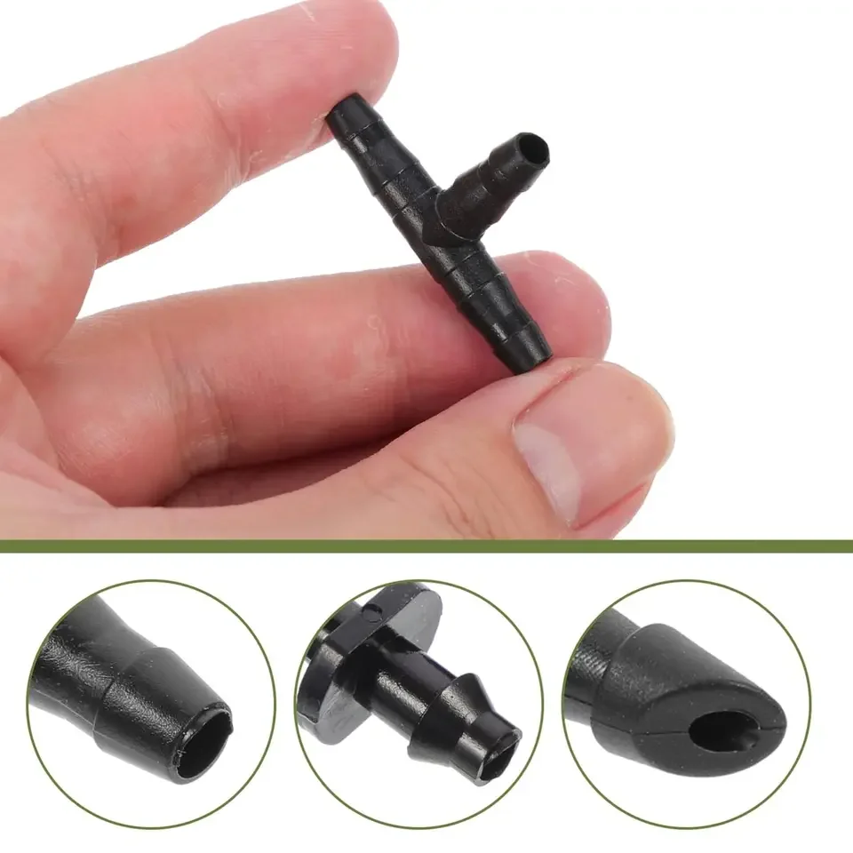 50 pieces drip irrigation barbed fittings for 4 mm and 7 mm tubing ideal for flower pots lawn gardens and small-scale watering s