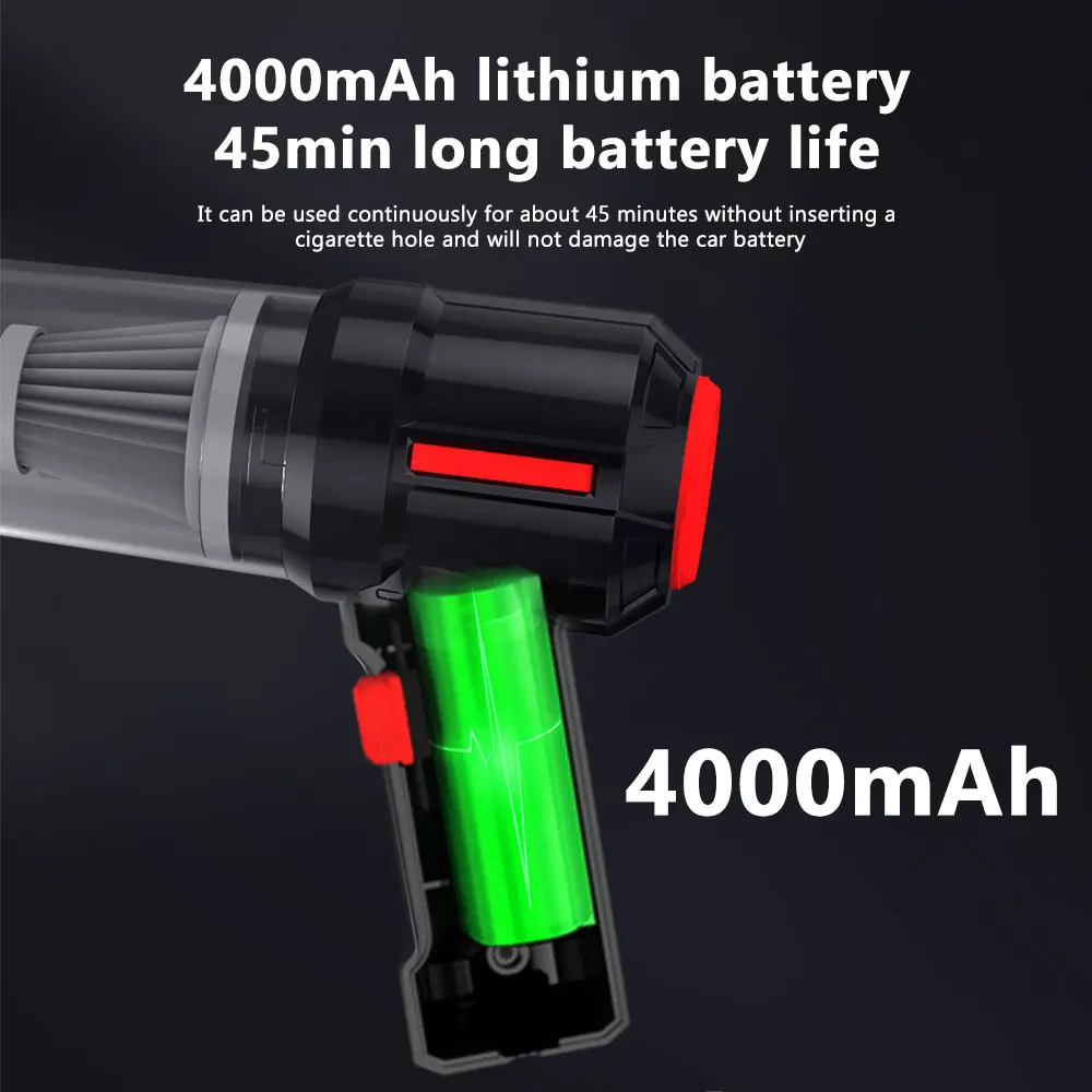 Máquina de limpeza portátil sem fio, Mini aspirador portátil para carro e casa, Sucção forte, 5500pa