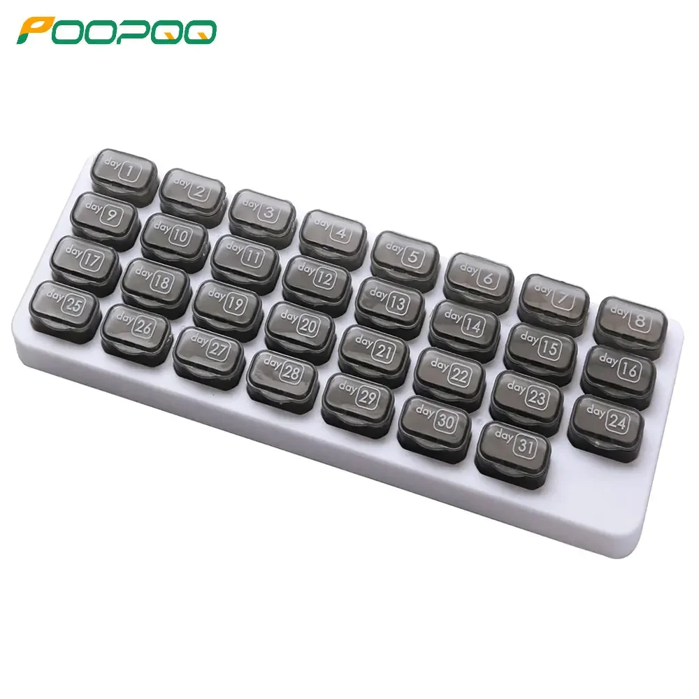 1 Uds. Organizador mensual de pastillas de 31 días, estuche portátil para pastillas y medicamentos, soporte para medicina diaria/vitamina/acces de pescado/suplemento