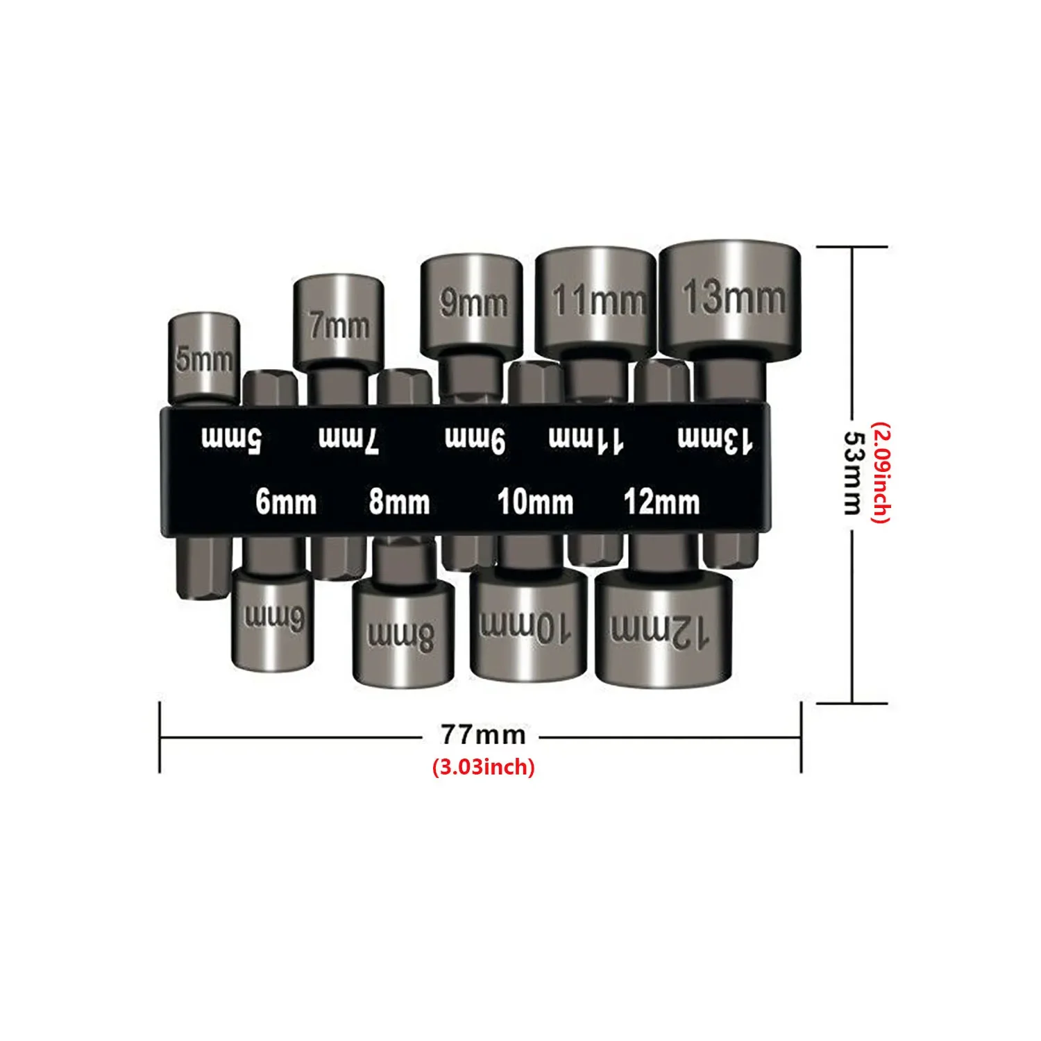 9/14Pcs Heavy Duty Socket Wrench Drill Bit Set, 1/4