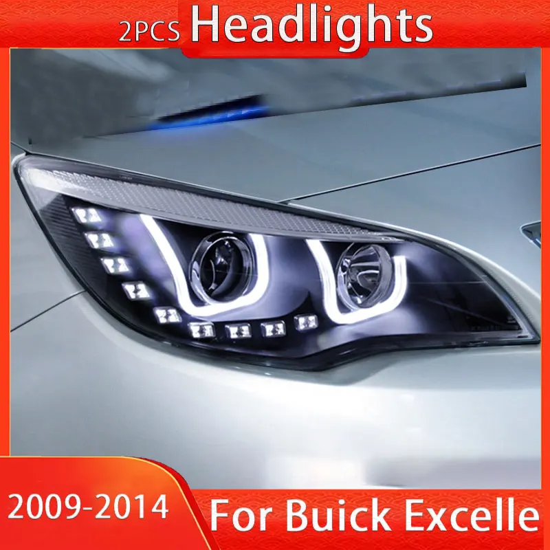 Head Lamp for Buick Excelle GT XT 2009-2014 Head Lights LED Angel Eye Daytime Running Light Dual Light Lens