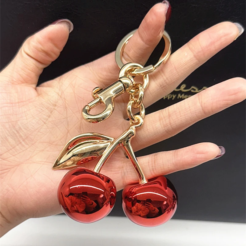 

Bag Charm Fashion Glitter Mirror Face Red Cherry Pendant For Coach Handbag Shoulder Bags Women's Keychain Accessories Gift