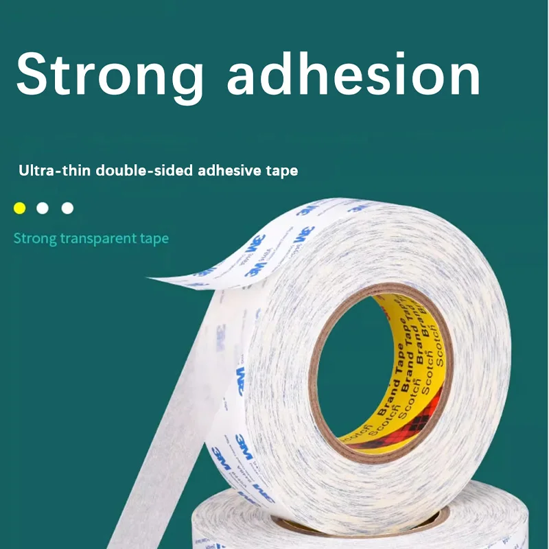 شريط لاصق على الوجهين 3M 9448A - رفيع للغاية، عالي الالتصاق، تثبيت يدوي الصنع، شريط أبيض بدون خياطة