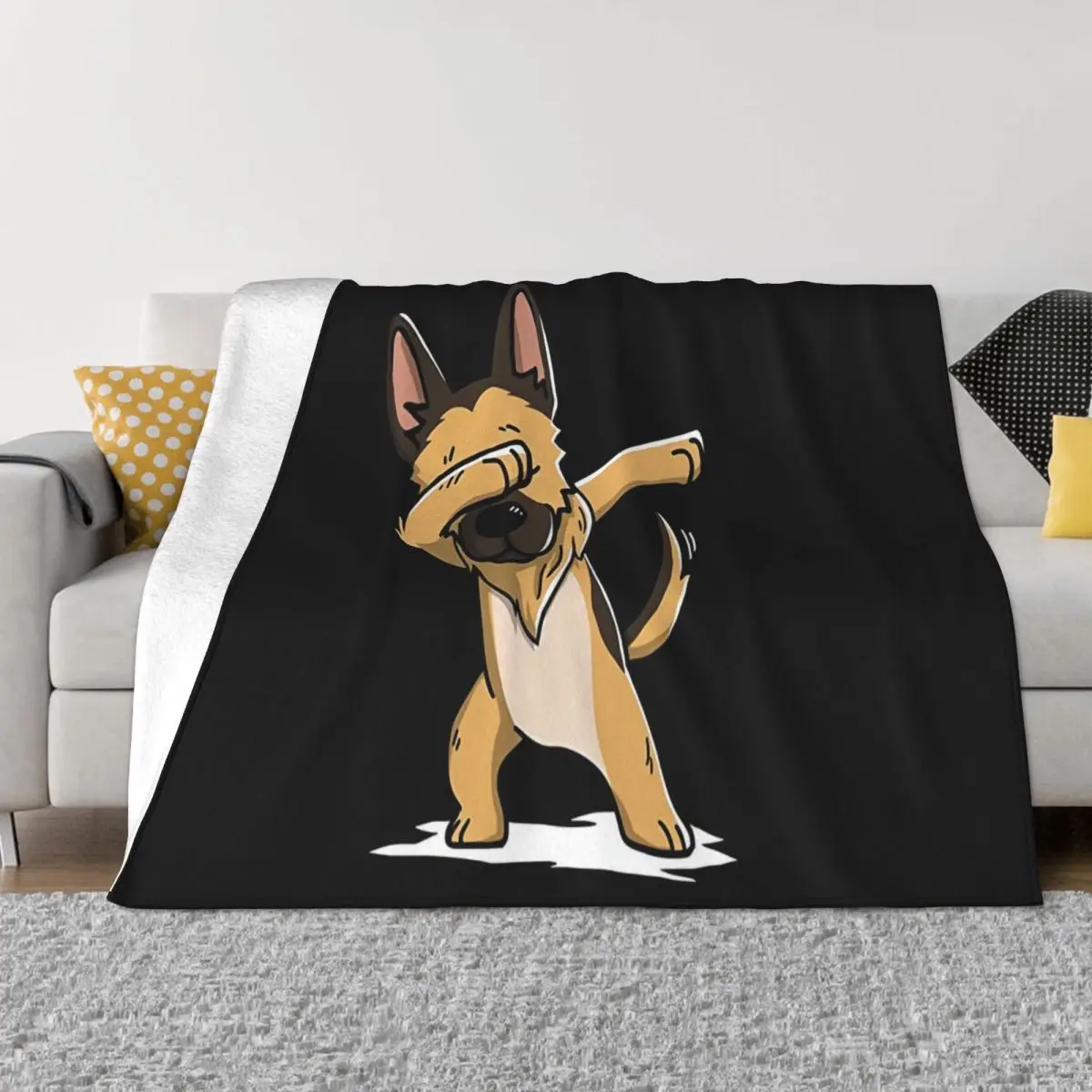 German Shepherd Cute Dabbing Funny Dab Dance Gift Summer Rock Roll Women Cotton Shor Throw Blanket