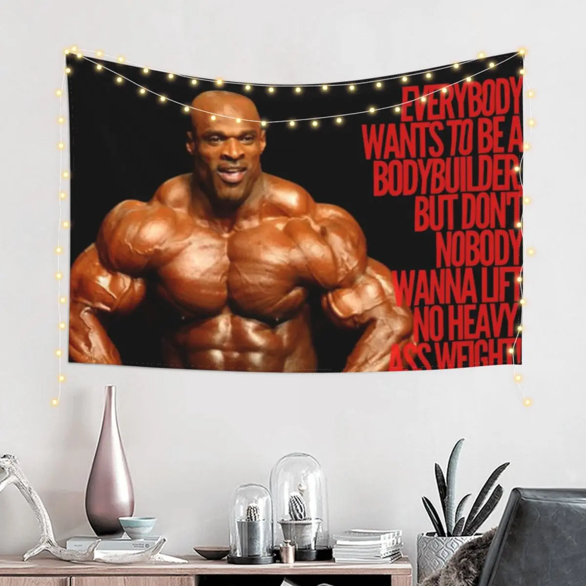 RONNIE COLEMAN - HEAVY A** WEIGHT QUOTE Tapestry Cute Decor Room Decor Cute Wall Hanging Wall Tapestry