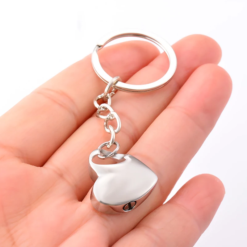 Unisex Stainless Steel Heart Urn Keychain Memorial Keepsake for Ashes Cremation Jewelry Memorial Ashes Keyring