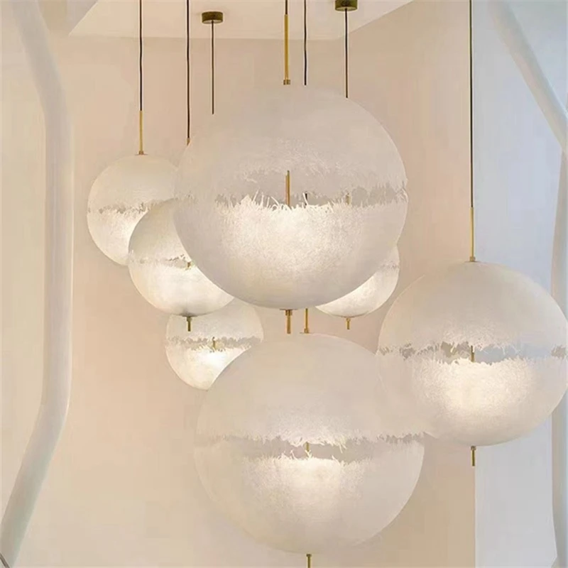 Moon Pendant Light Italy R Globe Light Living Dining Room Deco Space Bedroom Decor Hanging White Lamp-A50M