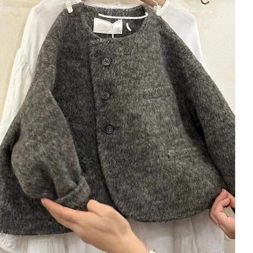 Boys and Girls' Jackets Autumn and Winter Outfits Middle-aged and Young Children's 2023 New Pi Shuai Outdoor Woolen Top