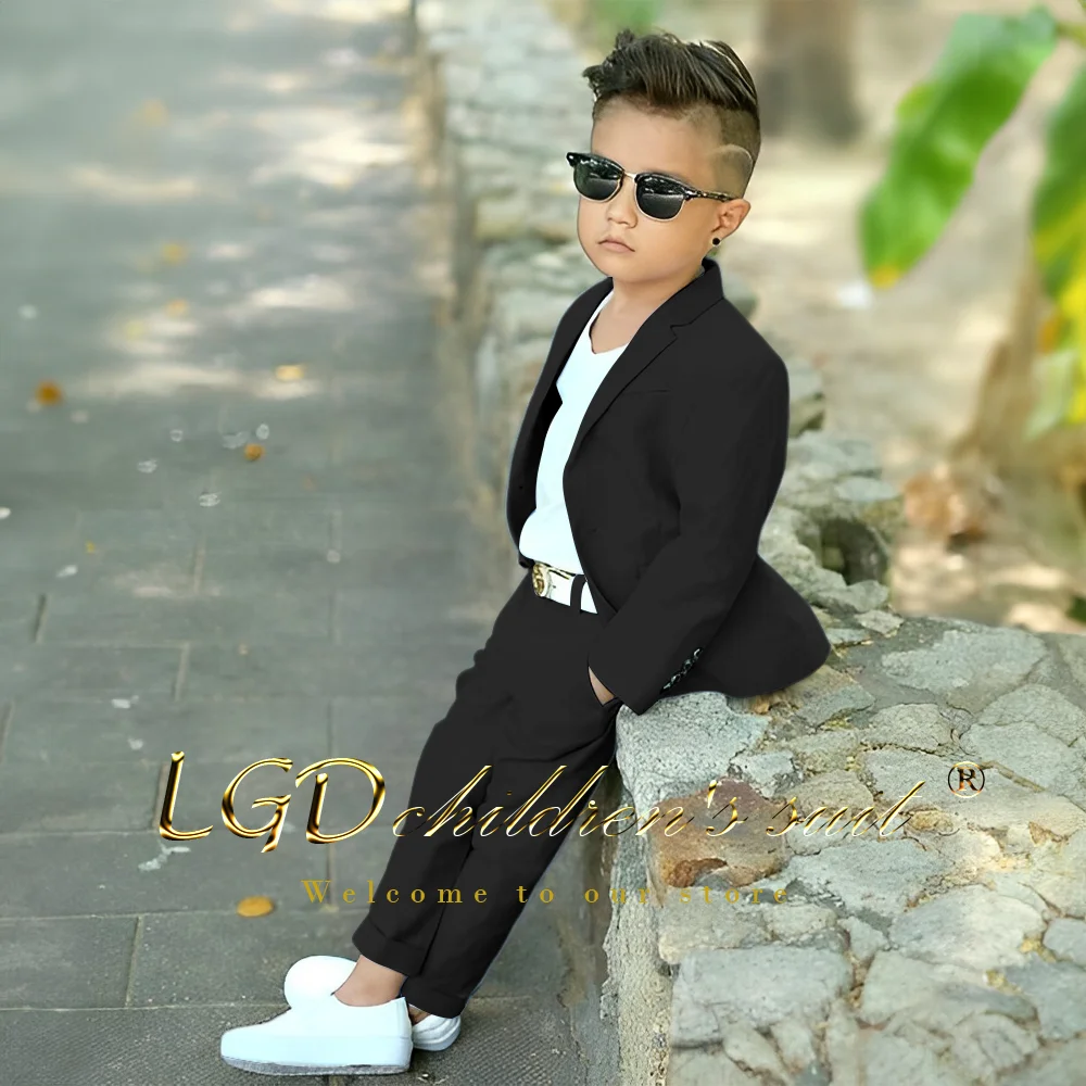 Boys Khaki Casual Suit 2 Piece Set (blazer + pants) for events, celebrations, parties, vacations, custom kids suits