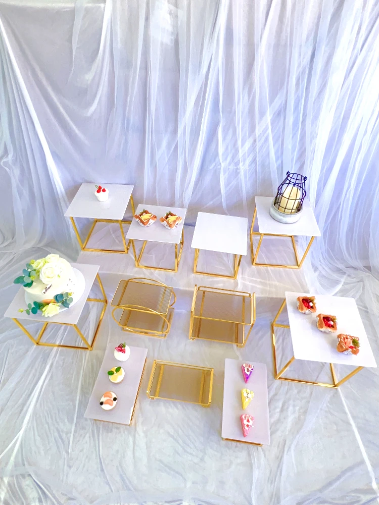 19PCS Wedding Table Centerpieces Flowers Gifts Food Fruits Holder Cake Riser Candy Bar Buffet Stand Dessert Plates Snack Trays