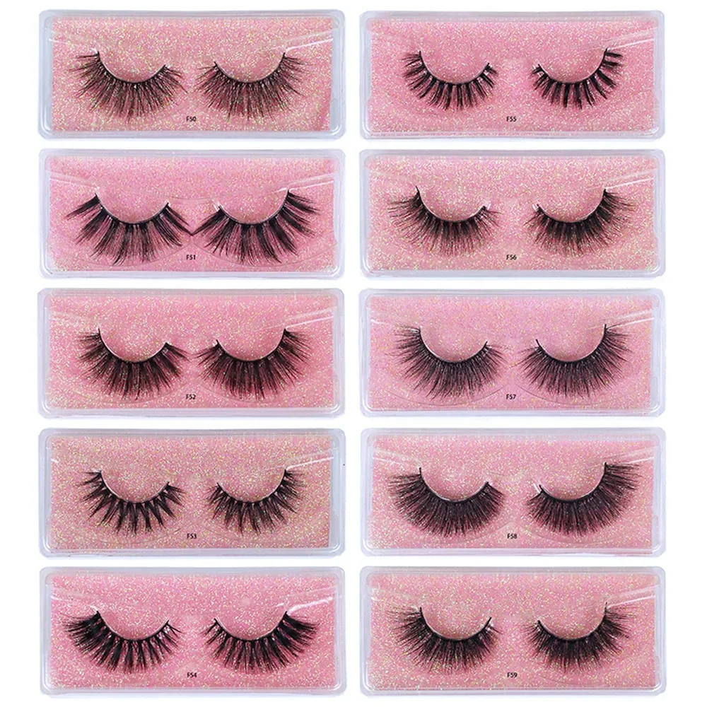 Faux-cils 3D en vison naturel, lot de 10 paires, pour le maquillage, en vrac, vente en gros