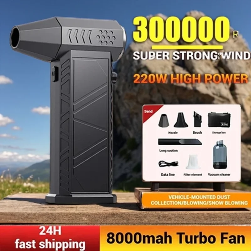 

Violent Fan 300000RPM Powerful Air Blower Vacuum Dust Cleaner Type-C Charging Strong Winds 58m/s Brushless Turbo Jet Blower Dry