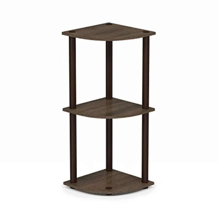 TurnNTube 3Tier Corner Display Rack Multipurpose Shelving Unit 11.6D x 11.6W x 29.6H Walnut Brown