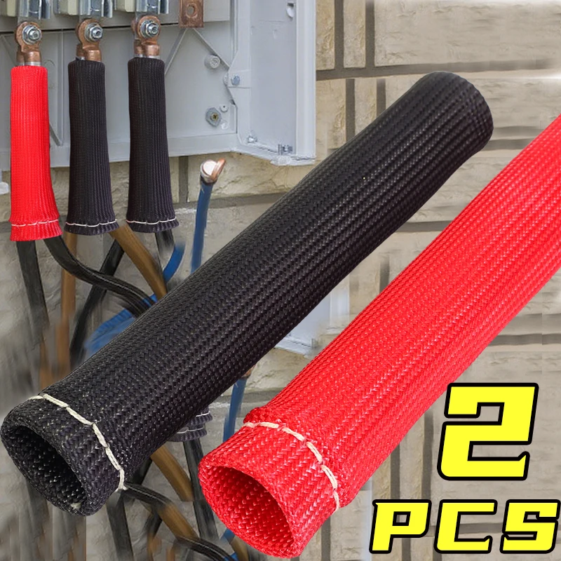 

1-2PCS Spark Plug Cable Heat Insulation Wrap Sleeve Fiberglass 500 Degree Spark Plug Wire Boots Protector Heat Shield Cover