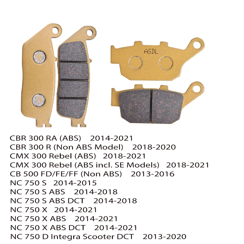 

Front Rear Brake Pads For HONDA CBR 300 RA CMX 300 Rebel CB 500 FD/FE/FF NC 750 S ABS DCT NC 750 X ABS DCT 2021 2020 2019