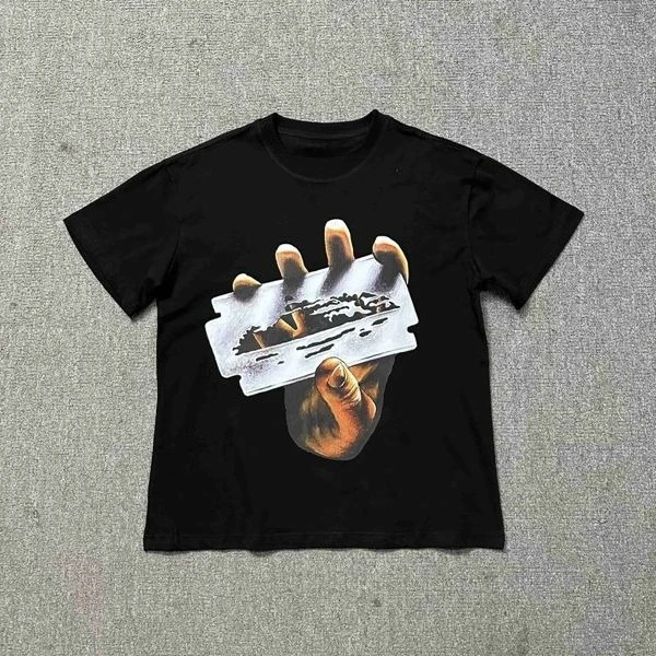 

CORTEIZ Aldevil's Island Digital Direct Spray Judas Saints Rock Band American Street Hip-hop Retro Short-sleeved T-shirt