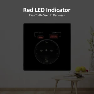 CA type interface socket, acrylic mirror, crystal panel, black wall, EU, Russia, Spain, French plug with USB load, 5V 2100ma support 8 Main Sales Black Taking - №2