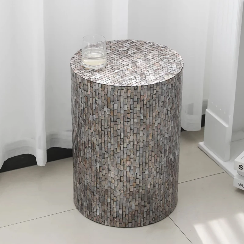 Creative Shell Tea Table,Living Room Sofa Side Table,Cylindrical Coffee Table,Art Nightstands,Home Decor Storage Desk,Furniture