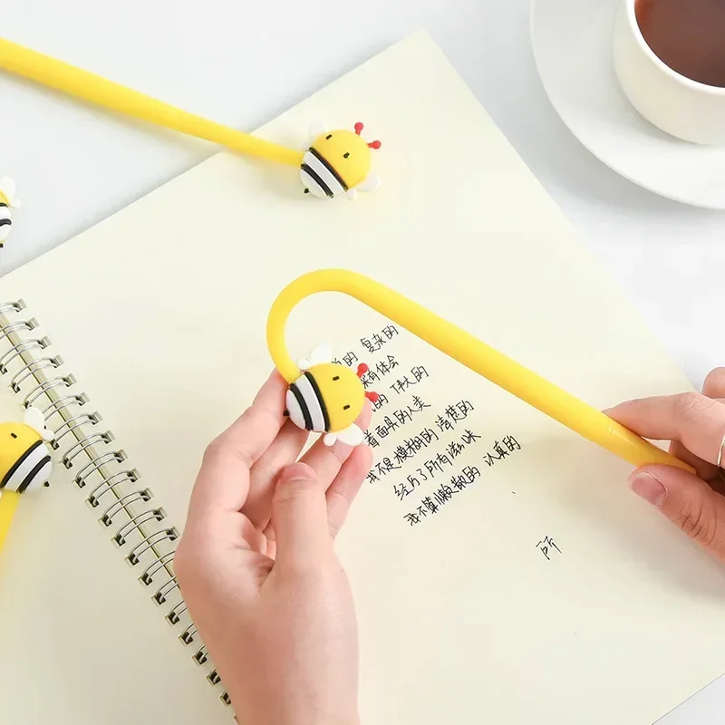 a-48pcs-bee-gel-pen-creative-curved-silicone-animal-stylish-pen-student-stationery-kawaii-school-supplies-b