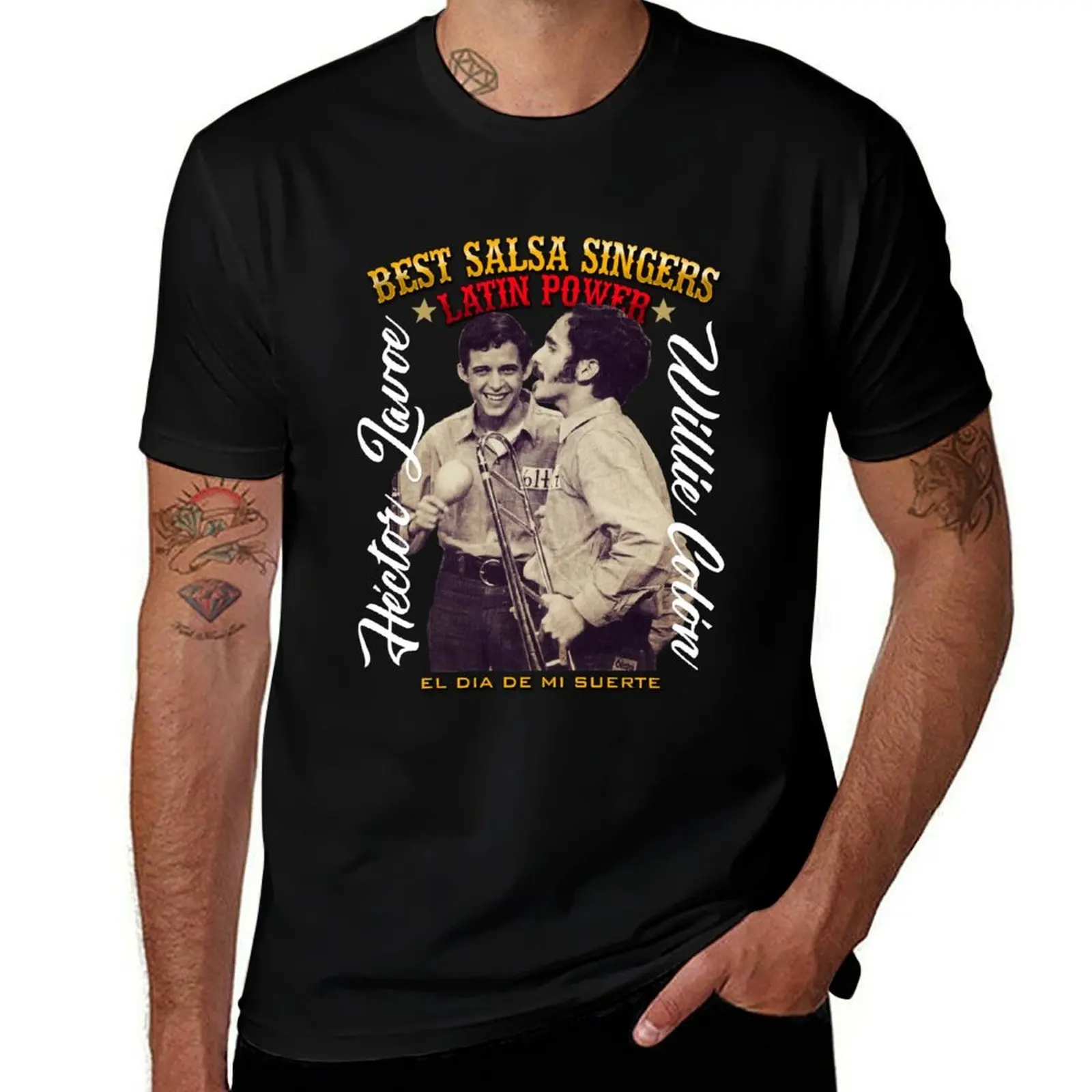 Willie Colon, Hector Lavoe - El dia de mi Suerte. Fania T-Shirt Large Size Short Sleeve T-Shirt