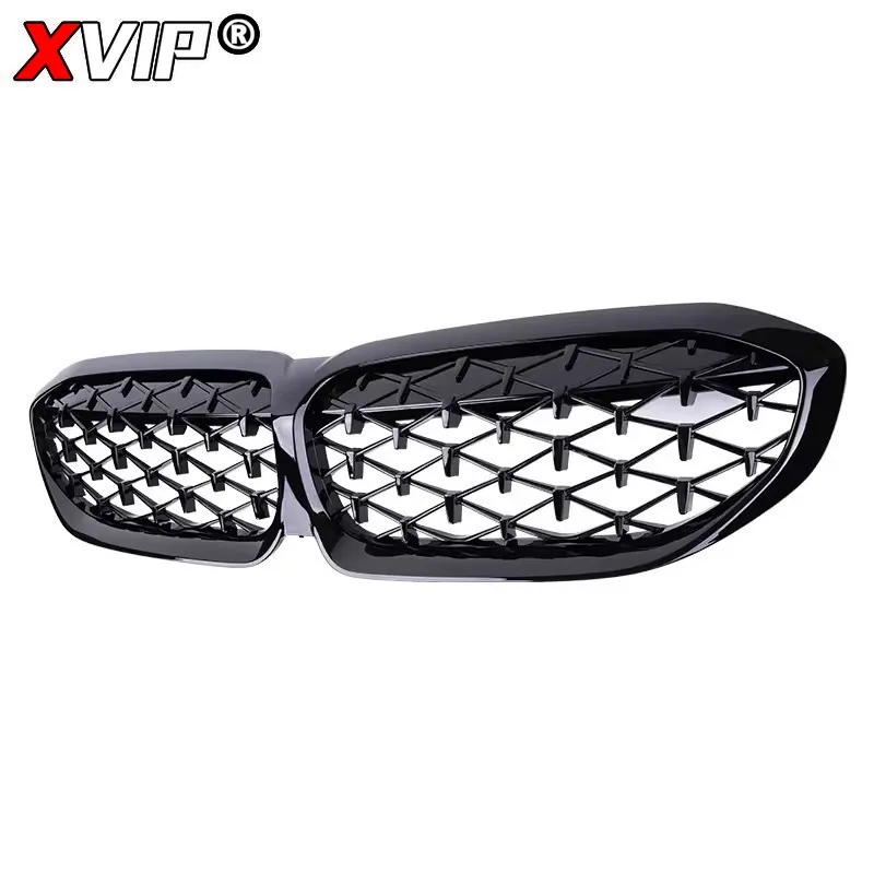 XVIP Front Bumper Kidney Grill Diamonds Style Grille For BMW 3-Series G20 G21 2019-2022 318i 320i 320d 330i 340i 340d M Sport view 4