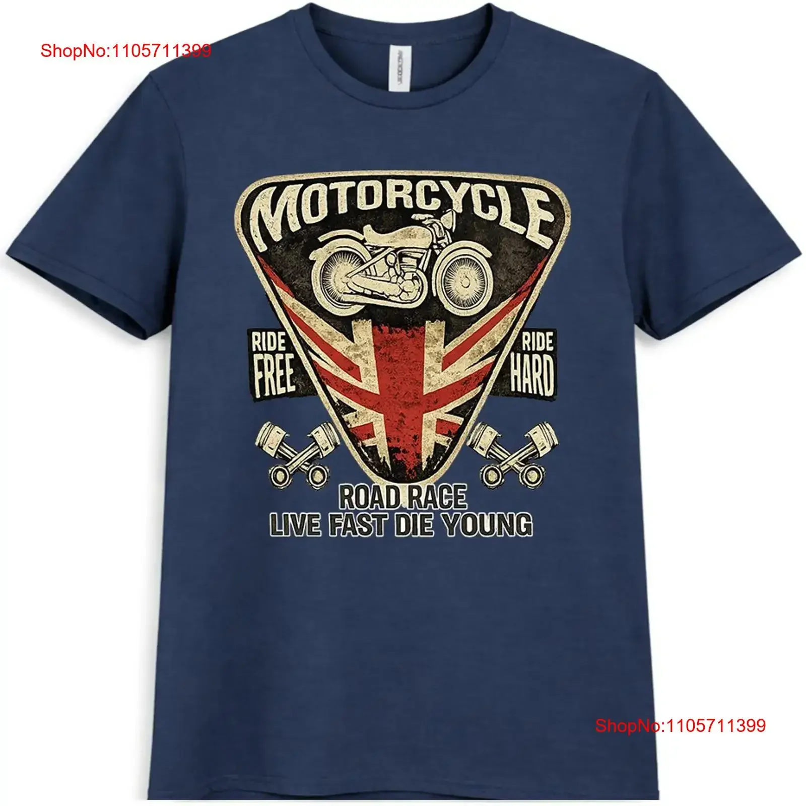 Motorcycle Biker T Shirt Union Jack UK Flag Vintage Road Race British long or short sleeves vintage Washed Versatile fashion