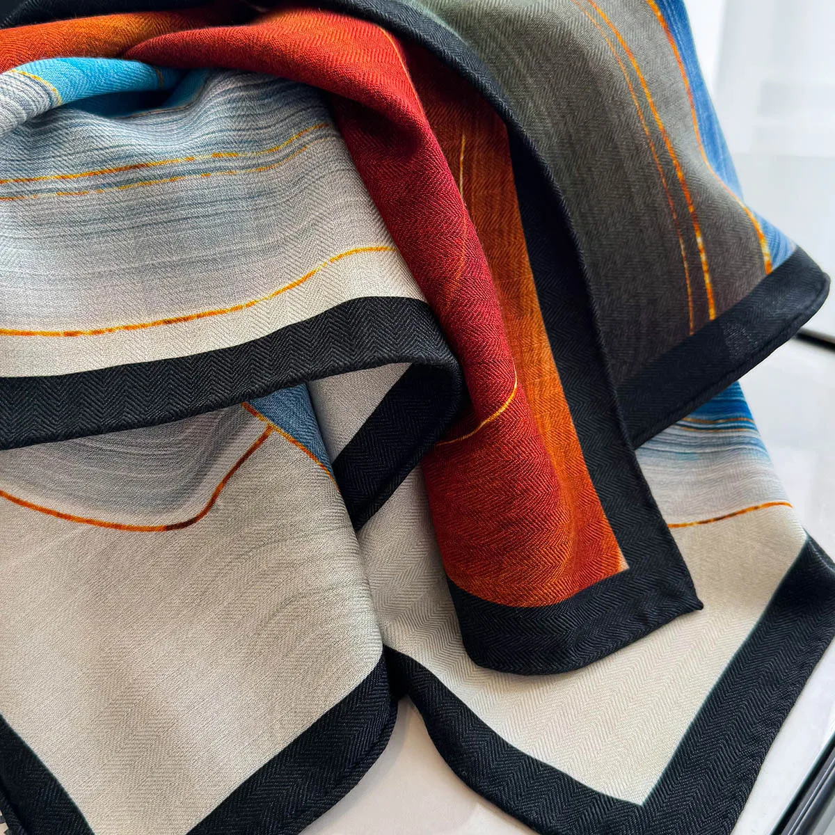 New 82% Wool 18% Silk Square Scarf 62cm Women Print Double Sided Bandana Neckerchief Headscarf Fashion Hair Wrap Shawl Gift Box view 6