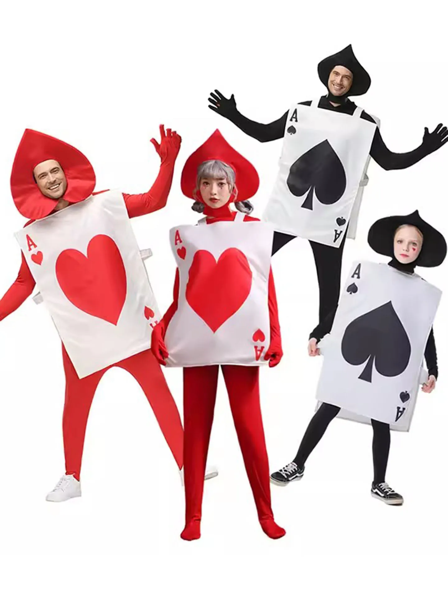 

Хэллоуин Алиса в стране чудес Покерная карта Красное сердце a Bla Spade a Костюм Пар Наряд Забавная одежда для пар Женская мода
