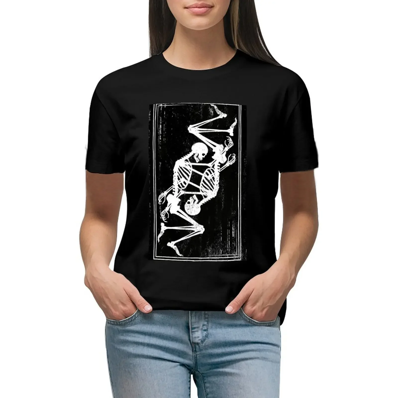 

Skeleton Embrace T-Shirt cute clothes anime oversized anime clothes t shirt dress Women