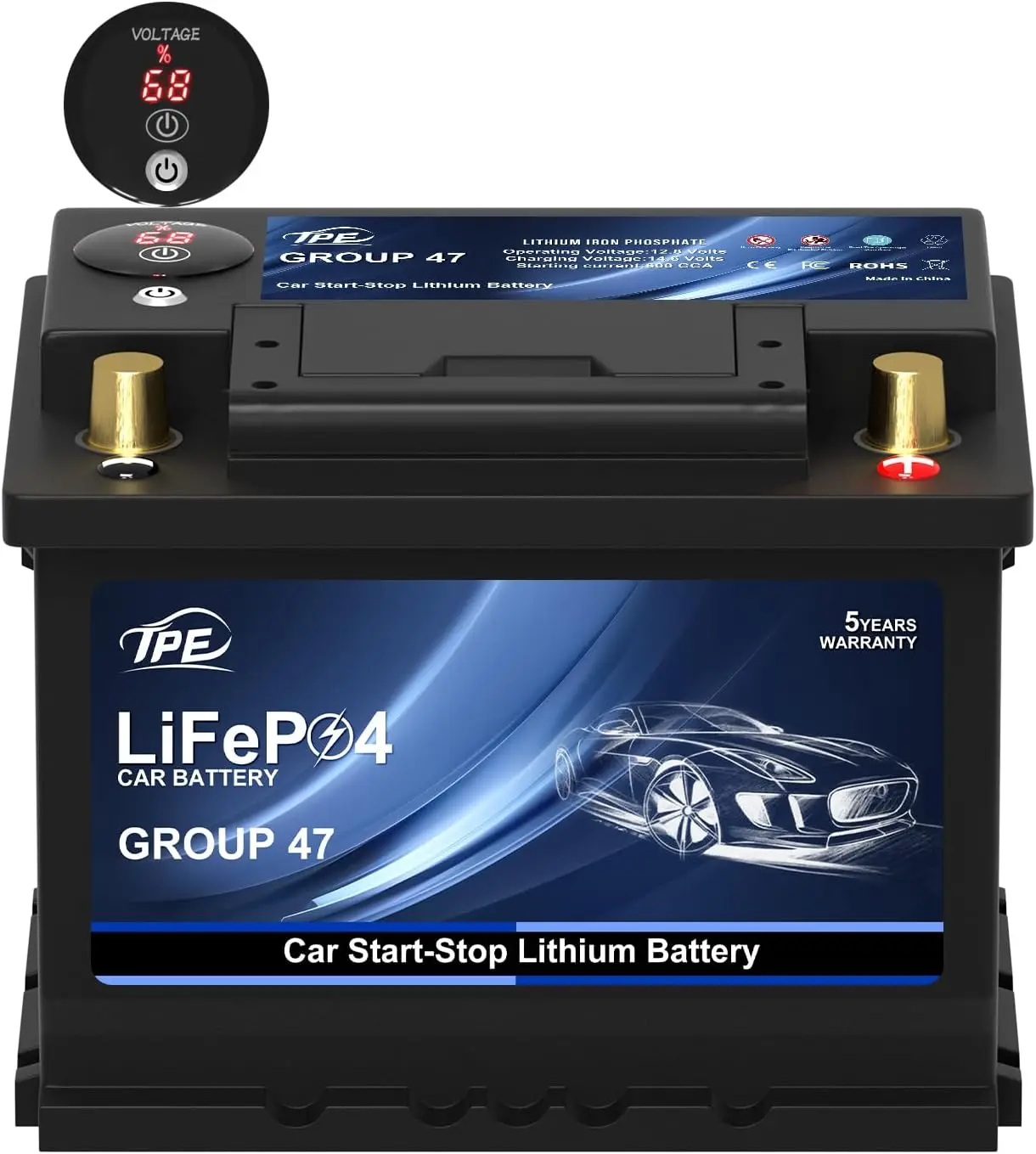 12.8V 600A High-Performance Car Start-Stop LiFePO4 Lithium-Ion BCI Group46 Auto Battery Lightweight Design