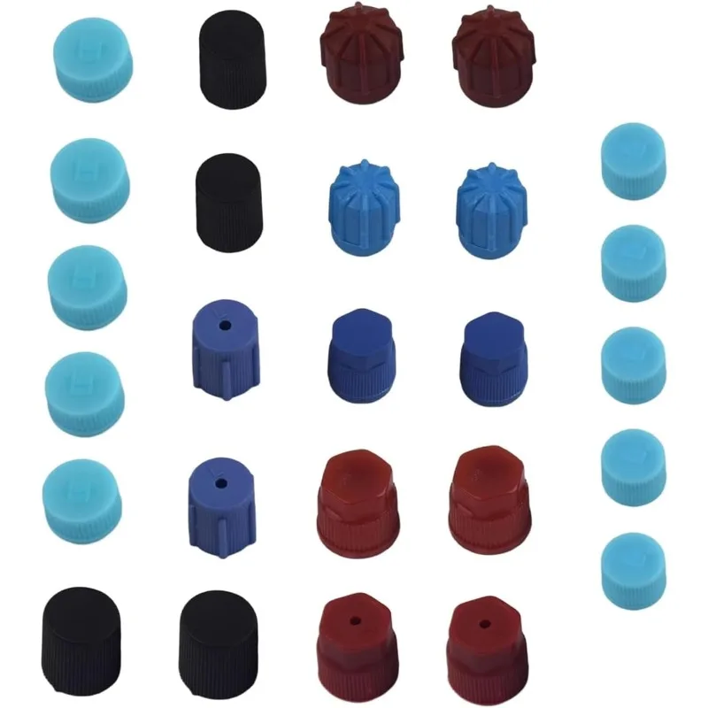 26PCS R12 R134a Car AC Charging Port Caps 10 Sizes High Low Pressure Universal Air Conditioning Valve Seal Covers
