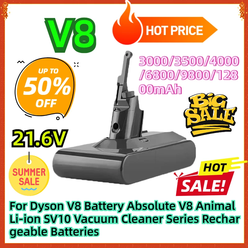 

For Dyson V8 Battery Absolute V8 Animal Li-ion SV10 Vacuum Cleaner Series Rechargeable Batteries 21.6V