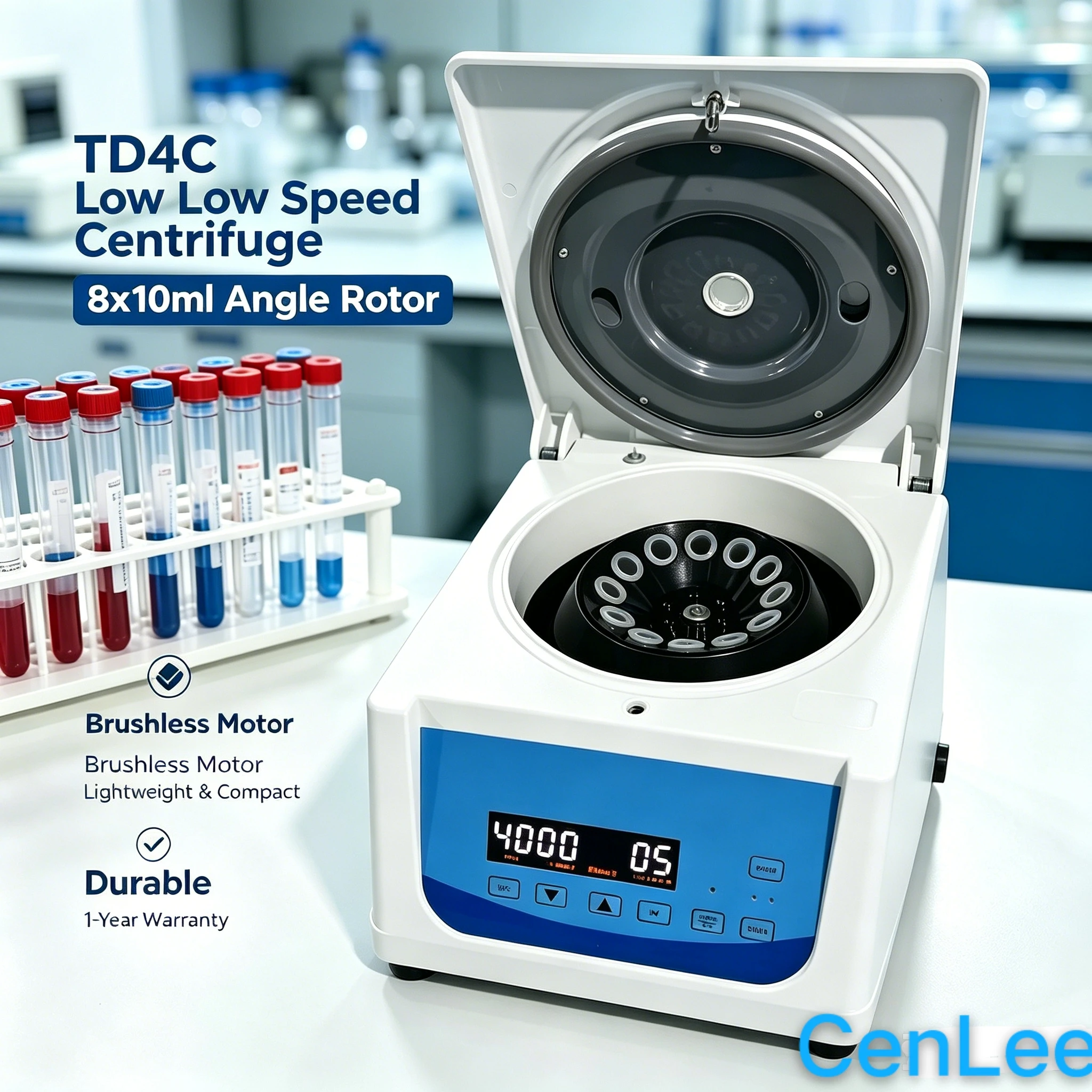 CE TD4C LCD Display Plasma Seperation 12 Tubes 10ml 5ml 15ml 4000RPM Low Speed Centrifuge Portable Laboratory Centrifuge
