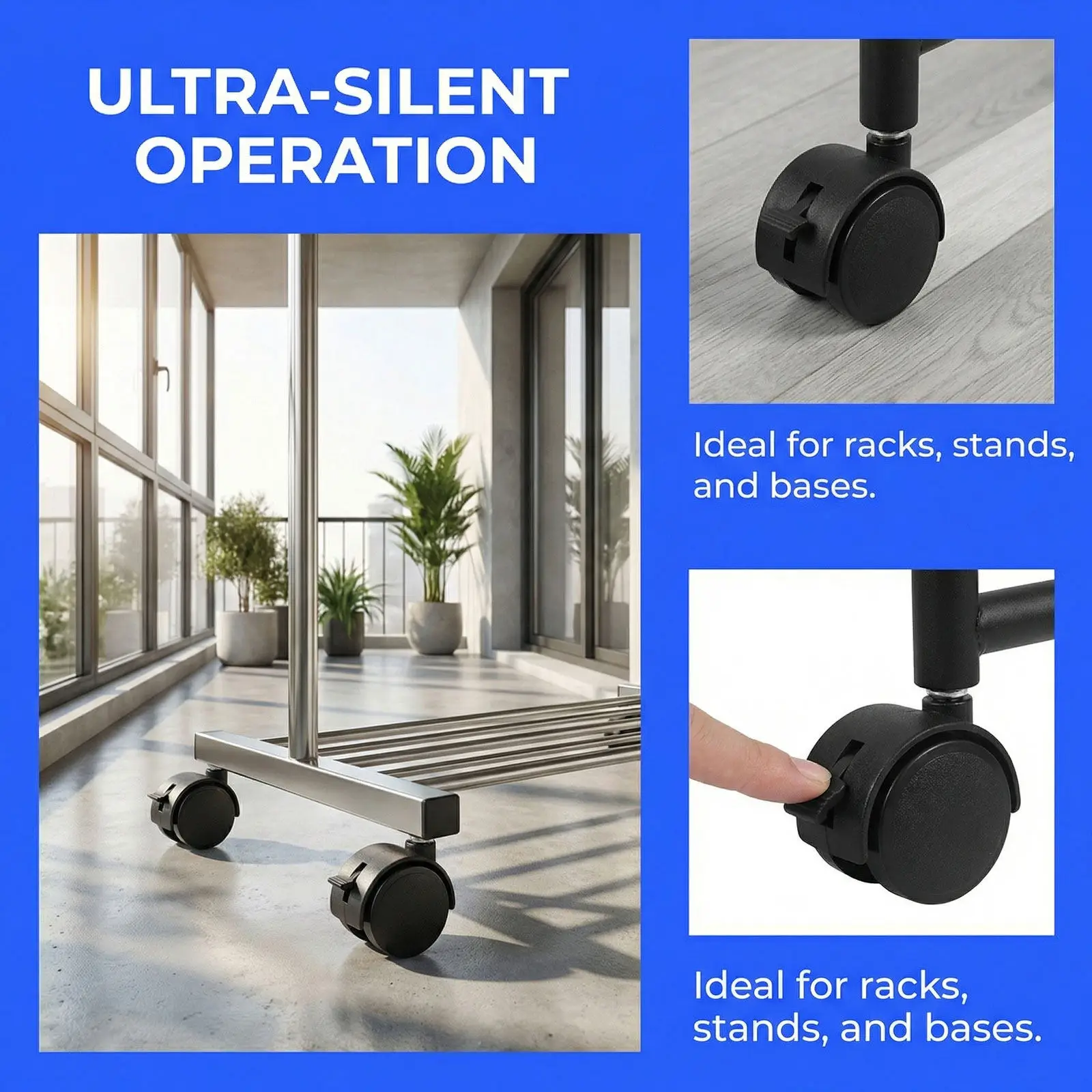 8Pcs Universal Plastic Swivel Caster Wheels for Rolling Clothes Rack Laundry Cart Flowerpot Stand Garment Rack Furniture Trolley