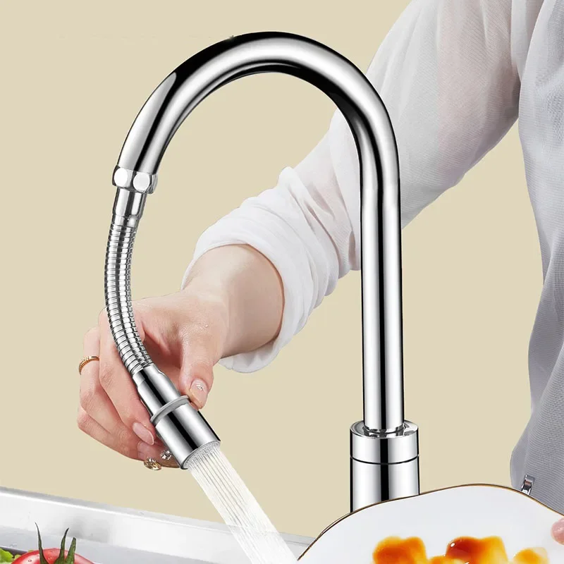 Stainless Steel Kitchen Faucet Sprinkler Water-saving Device Lengthening Rotating Splash Proof Sprinkler Spray Extender Bubbler
