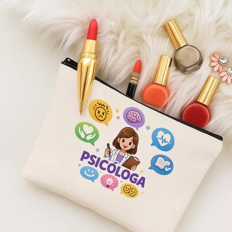 A cartoon psychology design package，Multifunctional Travel Toiletry Bag，Colorful Brain Symbol Ideal Gift，Gift for mom、Friends、Pa