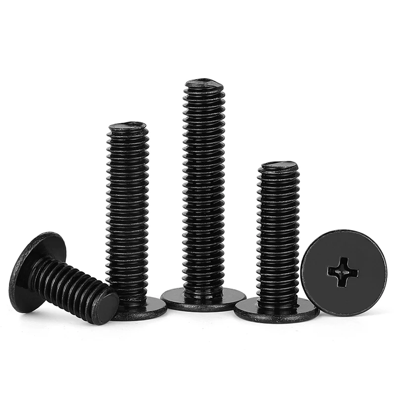 10~200 Pcs Carbon Steel Black Zinc Cross Bolt M1.2 M1.4 M1.6 M2 M2.5 M3 M4 M5 M6 Phillips Ultra Thin Super Low Flat Head Screw