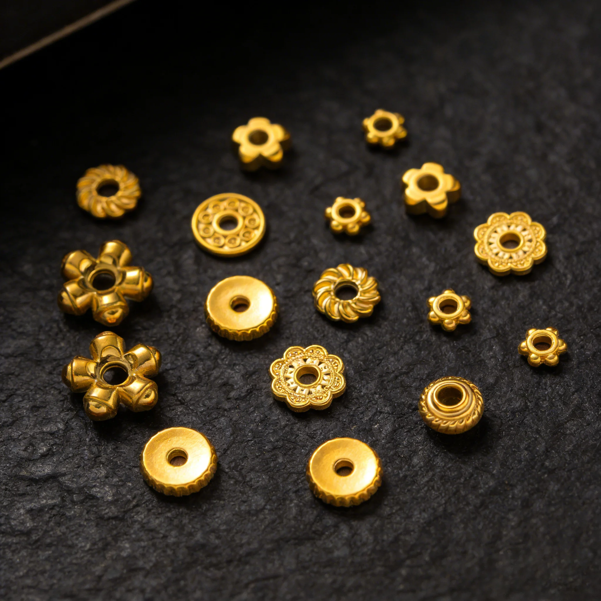 20 Stück/Lot Edelstahl Gold Runde Blumen-Abstandsperlen für DIY Handgemachte Armbänder Schmuckherstellung Zubehör Bastelbedarf – Detail 1