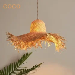 Postmodern LED Hanging Lamps Rattan Raffia Chandeliers Living Dining Nordic Bedroom Pendant Lights Decoration Home Luminaire