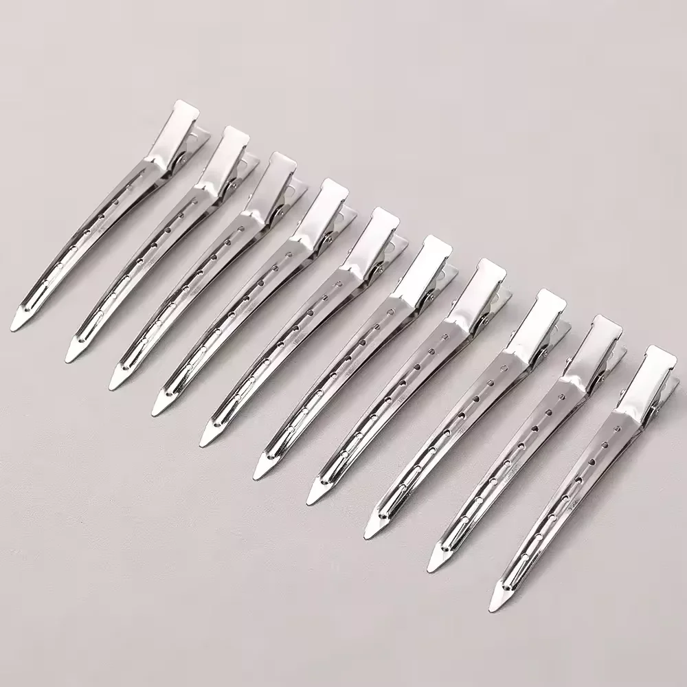 Professional Silver Hair Parting Sectioning Clips Durable Metal Hair Styling Clips For Hairdresser Salon Wig Hair Extension